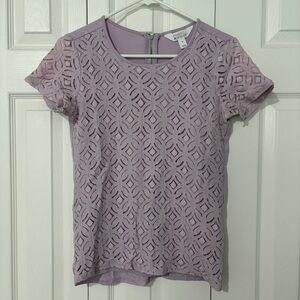 Market & Spruce Lilac Lace Short Sleeve Top
